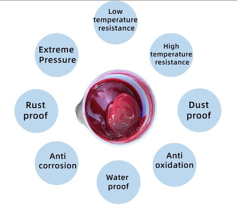 Hoge viscositeit basisolie Mp3 Multipurpose Red Super Tech Lithium Complex Grit voor vrachtwagenwielen
